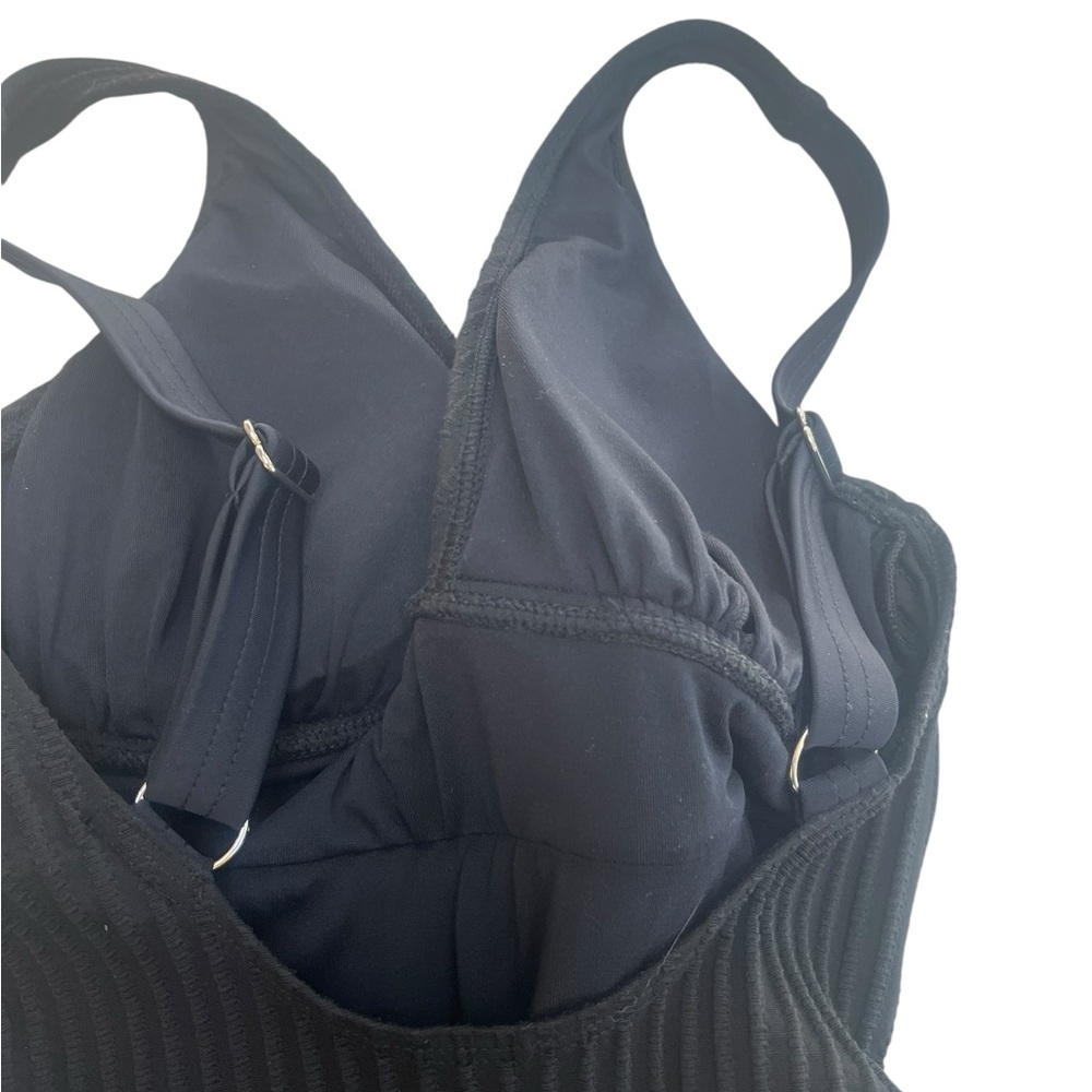CUPSHE Black Ribbed One-Piece Swimsuit – Adjustable Straps - Small - Picture 10 of 12
